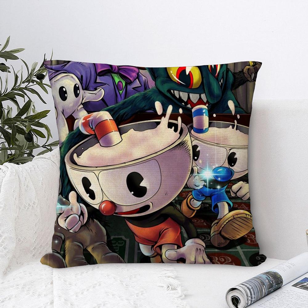 Classic Game C-Cuphead Cute Pillow Case Plush Fabric Soft Pillowcase Double Sided Print Sofa Cushion Cover Throw Pillow Cover