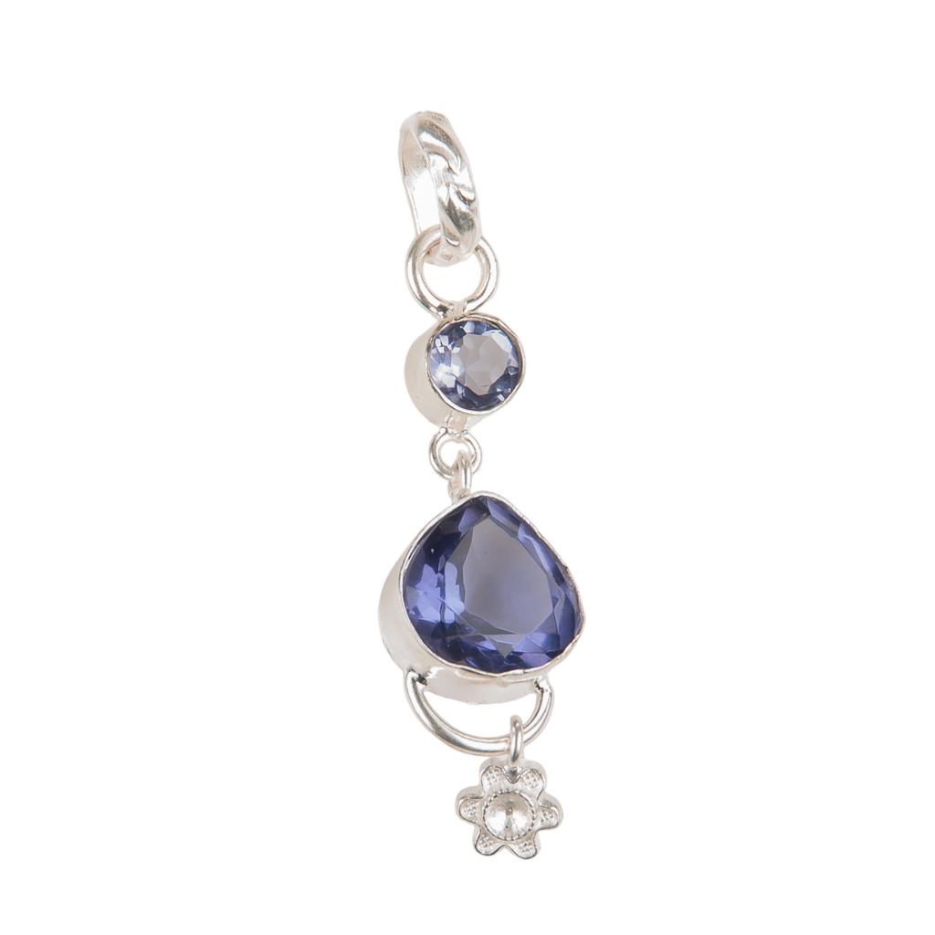 Iolite Gemstone 925 Sterling Silver Jewelry Handmade Pendant 2.00" For Wedding PP-5-3