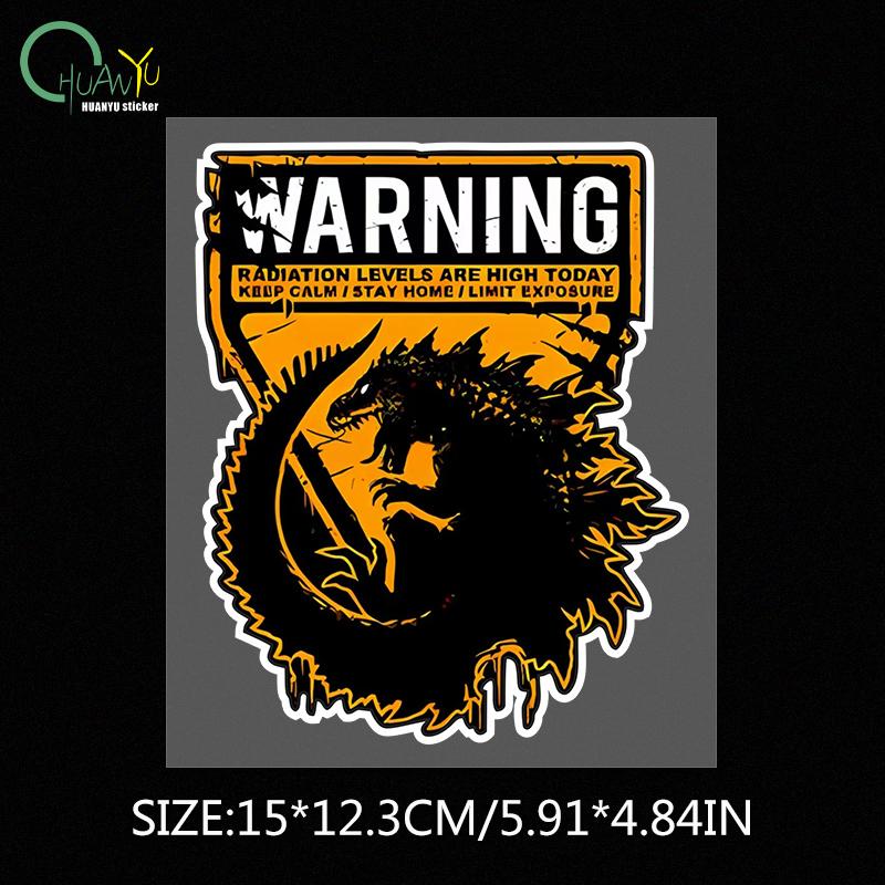 Monster Attack Warning Sign Reflective Car Stickers Electric Motorcycle Car Luggage Creative Decorative Stickers 15x12.3cm