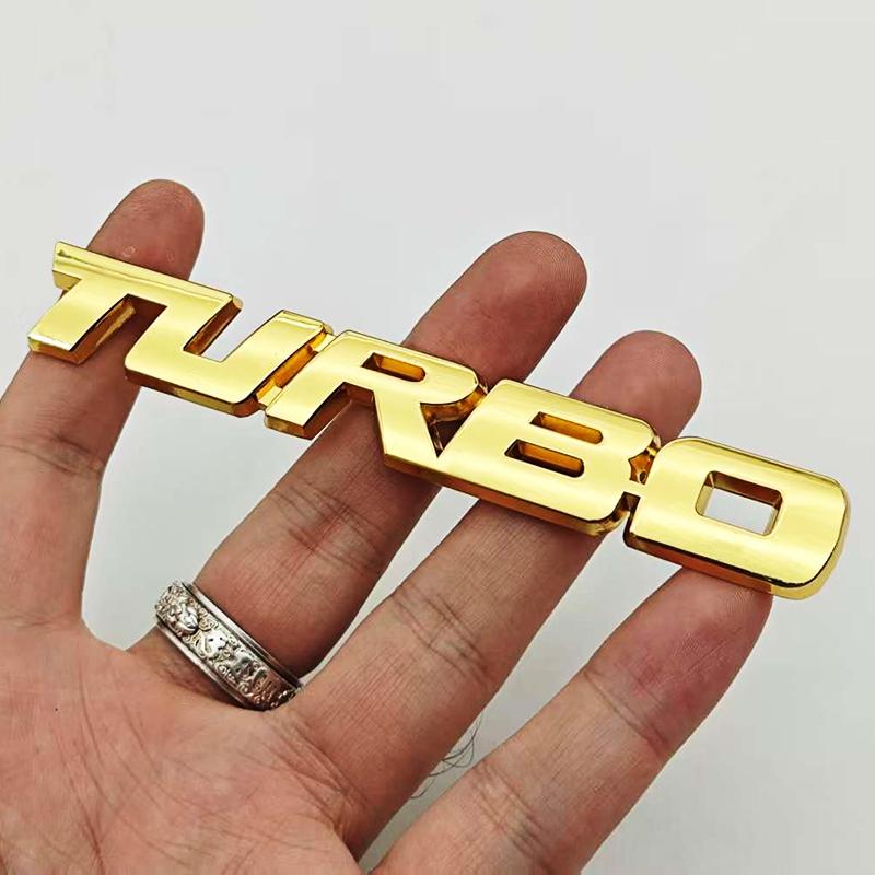 3D Metal Car Sticker Logo Turbo Badge Fender Side Emblem Rear Trunk Sticker Decals Auto Turbo Universal Accessories