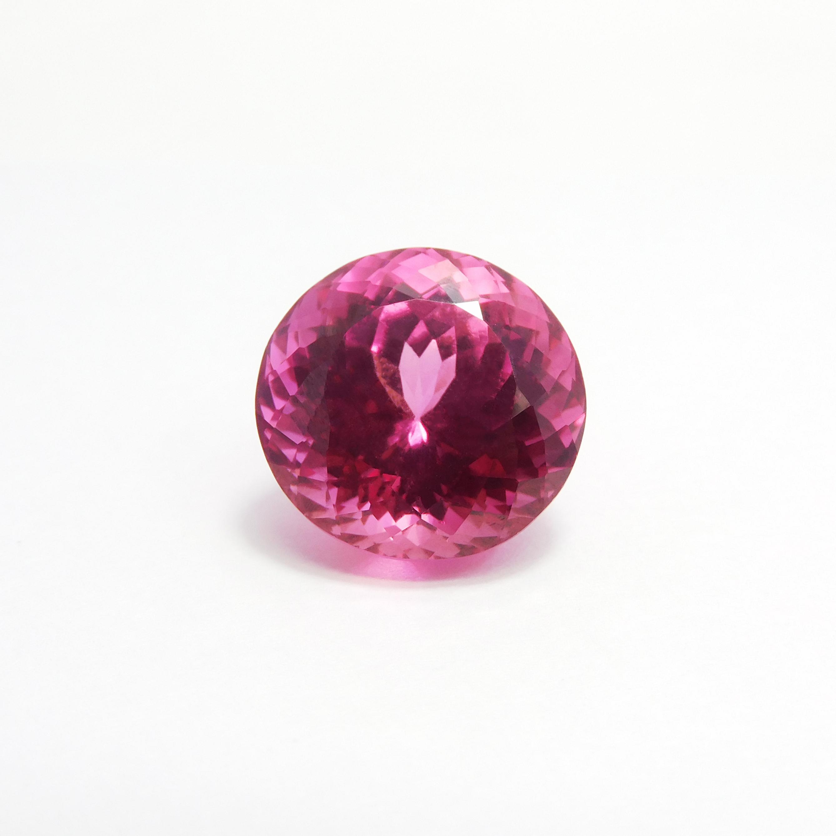 

Natural Pink Sapphire Round Cut 25.30 Ct CERTIFIED Loose Gemstone Ring Size P-1989-R 16.2 mm approx рожевий