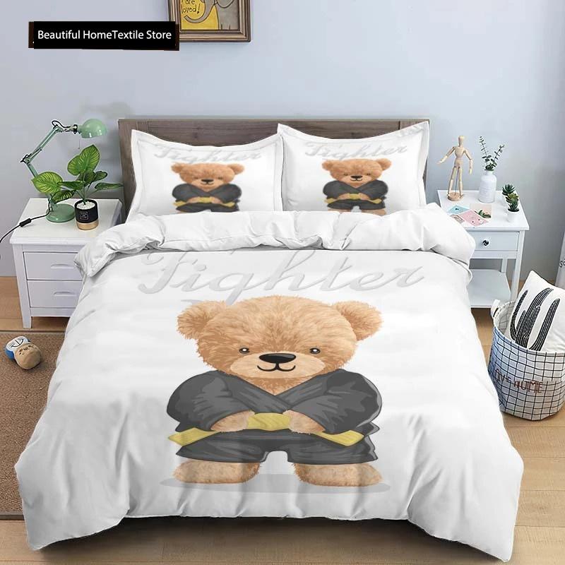 

Bear Print Digital Print Polyester Bedding Sets,Girl s Cover,Boys Duvet Cover Set For Teens, Queen Cover 2pcs Pillowcase 70x133cm 2pcs