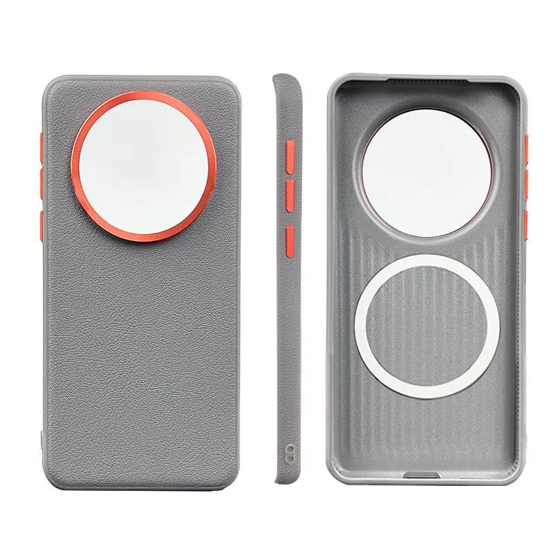 

Magnetic Shell Solid Skin PU Leather Case for Huawei Mate 60 Pro Plus Mate 60 Alloy Lens Camera Protection Hard Phone Cover Mate60ProPlus серый