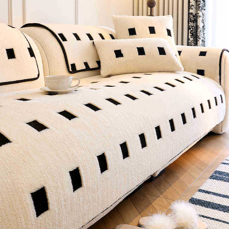 

Lamb Plush Sofa Cushion Autumn And Winter New Thickened Four-Season Universal Seat Cushion Non-Slip Cover Cover Cloth Towel 70*70cm