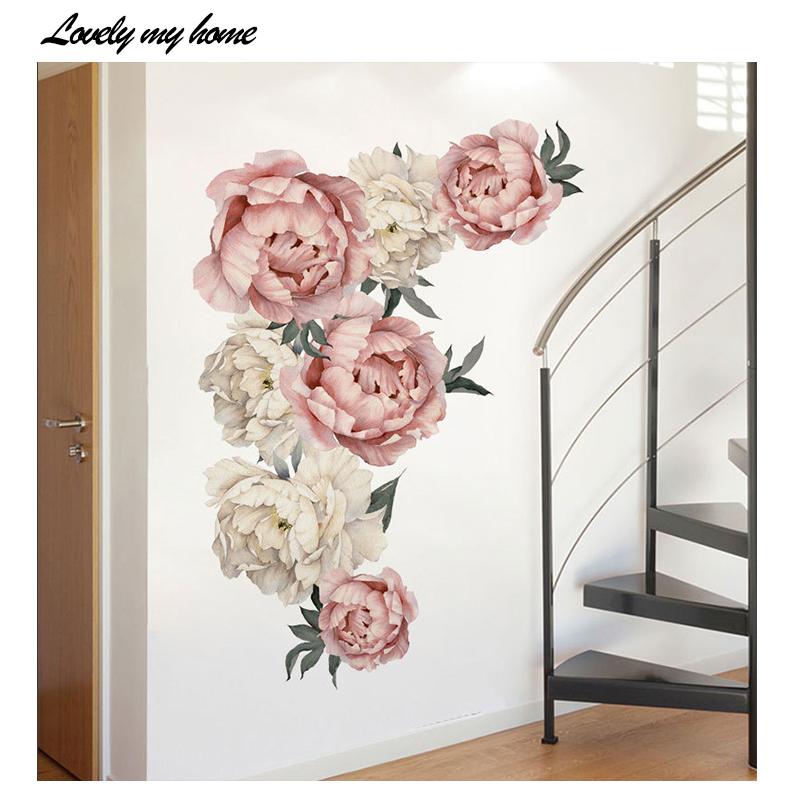 

3D пион с узором на стену, наклейка на стену, художественная наклейка, фоновая наклейка для дома, гостиной, спальни, декор