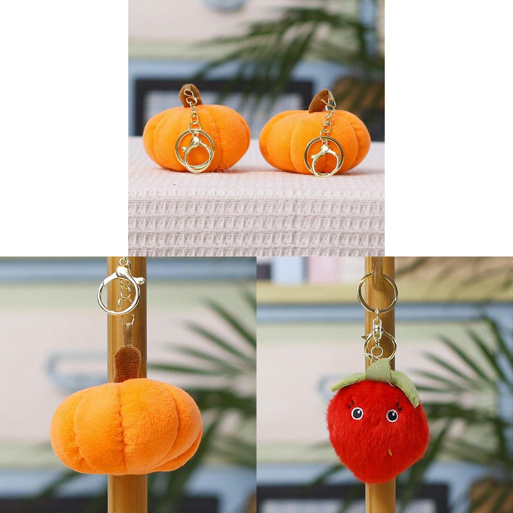 Plush Pumpkin Keychain Cute Cartoon Halloween Toy For Bags And Keys