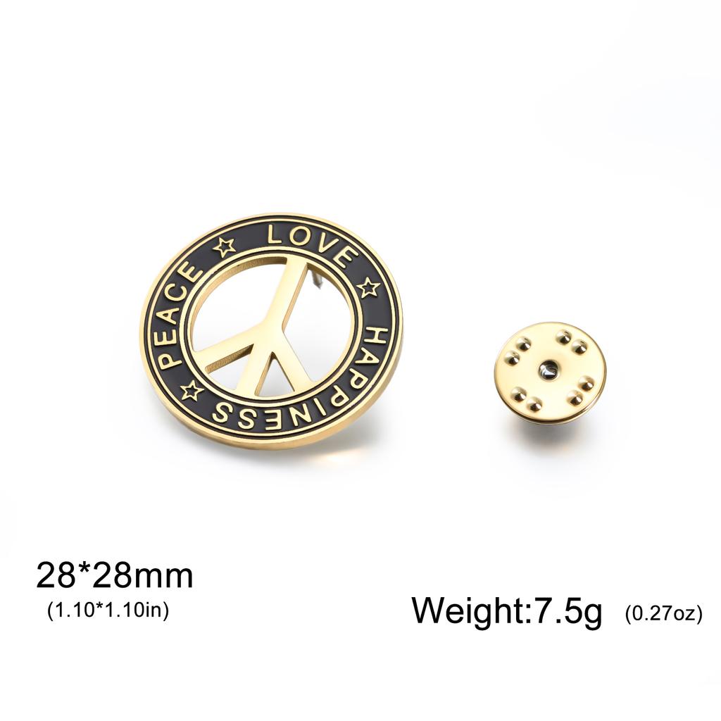 Roestvrij Staal Vredesteken Ronde Broche voor Dames Heren Geluk Vrede Liefde Reversspelden Trend Sieraden Accessoires Amulet Cadeaus