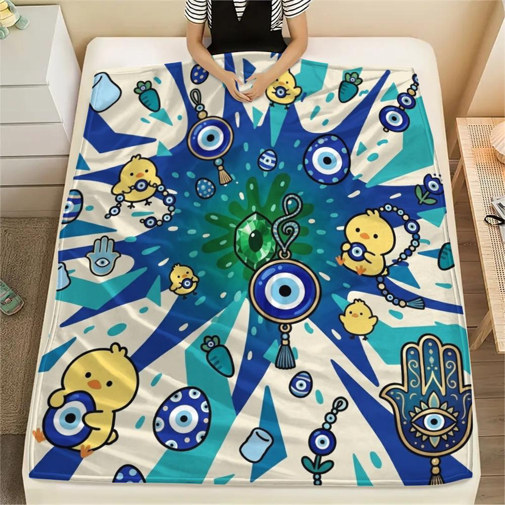 1Pc Evil Eye Print Flannel Blanket, High quality Comfortable for All Seasons, Home Decor, Warmth and Comfort, Perfect for Christmas Gifts W60
