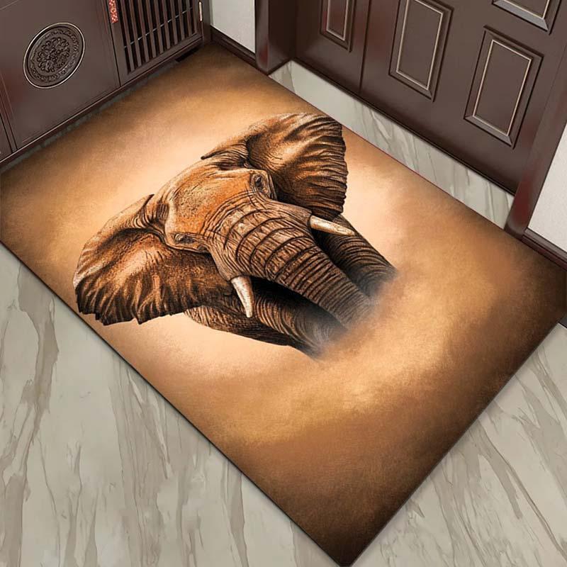 Elefanten-Porträt-Teppich für Safari-Liebhaber  Verleihen Sie Ihrem Wohnzimmer einen exotischen Touch  Tierwelt-inspirierter Teppich Rutschfester Teppich