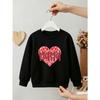Kids Girls Crewneck Sweatshirt, Red Leopard Print Heart Glitter "Mama" Letter Print Black Soft Fleece Pullover, Mother’s Day Sweatshirt