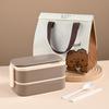 304 Stainless Steel Lunch Box 2 Layers Divided Microwavable Bento Box for Students Office Worker Portable Sealed Food Containers