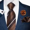 Men's Formal Tie, Pocket Square, Cufflinks & Brooch Set.
