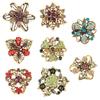 PH PandaHall 8 Typer Brosje Rhinestone Blomsterbrosje Krans Korsasje Mote Knapp Retro Legeringsmerke Shichigosan Dagsgave Avslutningsseremoni