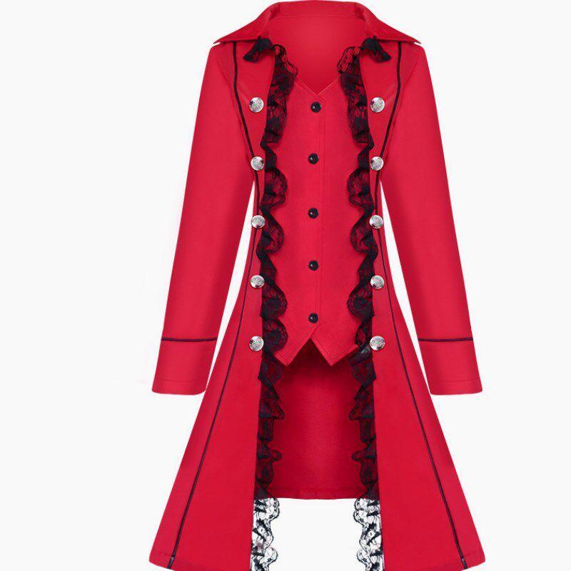 Autumn Wish Popular Medieval Solid Long sleeve Three Breasted Female Outwear Irregular Top Coat Women