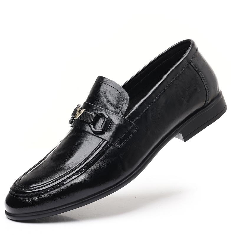 Top Layer Cowhide Men's Casual Loafers with Soft Soles and Soft Surfaces Genuine Leather Bean Shoes Thin and Breathable Leather Shoes for Men