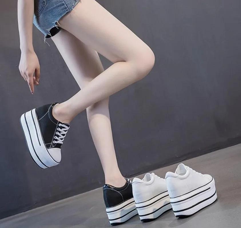 Fashion High Quality 2024 Platform Shoes Women Spring Autumn Women's Boots Fashion Canvas Shoes Breathable Women Super High Single Shoes