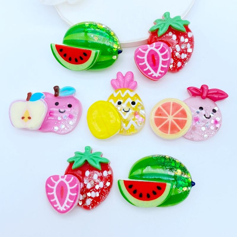 20Pcs New Mini Cute Shiny Fruit Collection Flat Back Resin Cabochons Scrapbooking DIY Jewelry Craft Decoration Accessorie K41