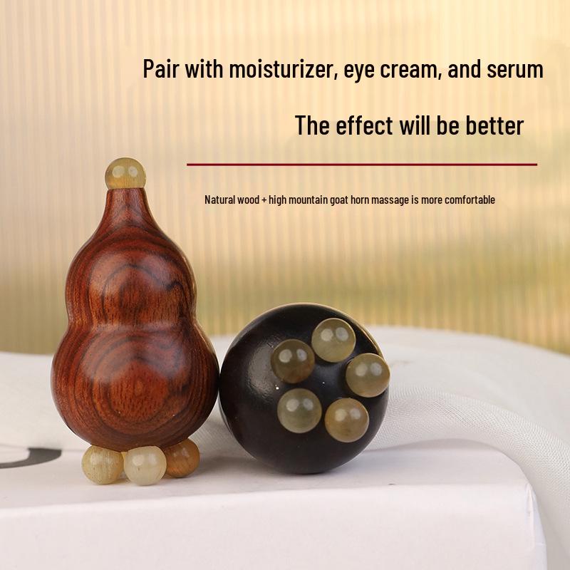 Purple Sandalwood Red Rose Gua Sha Stick: Compact Chubby Gourd Eye Massager with Small Lotus Head for Facial Massage.