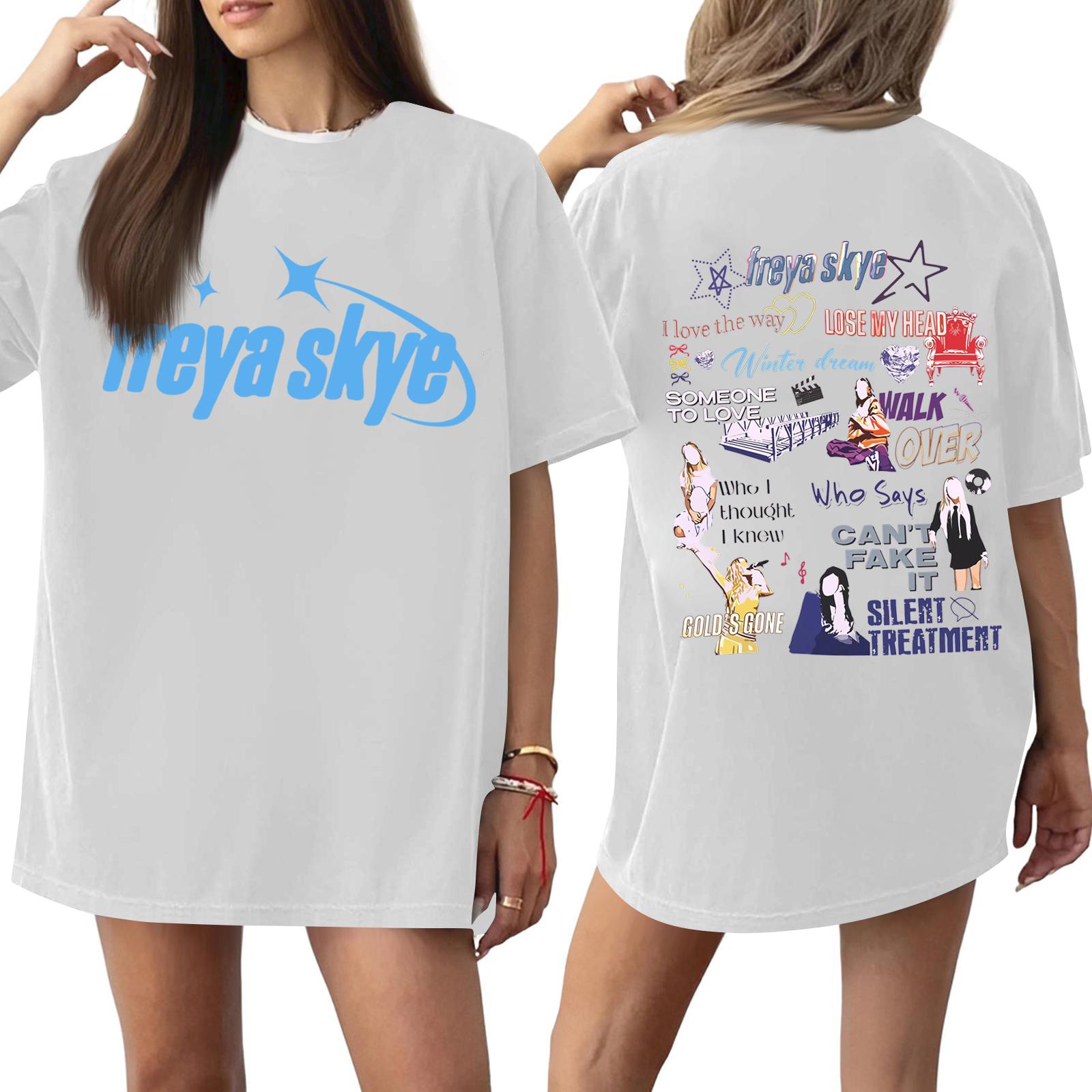 

Freya Skye Casual Short Sleeve T Shirt Women Letter Graphic Print Loose Fit Crew Neck Cotton Blend Tee Top S белый