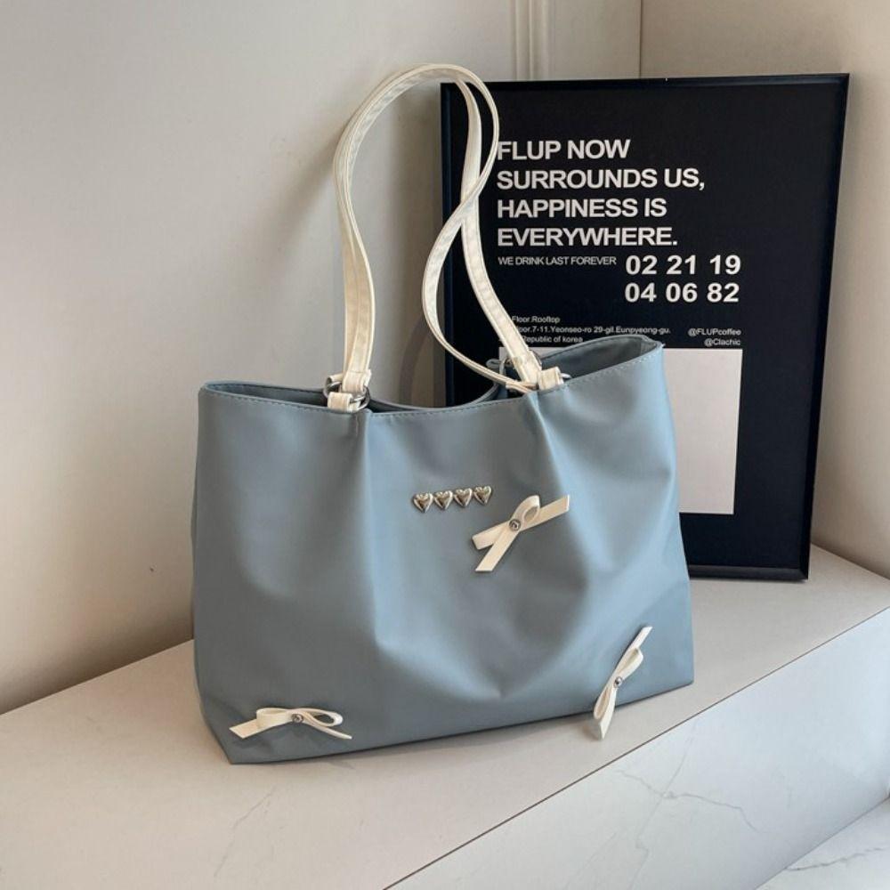 

Simple Balletcore Bow Handbag Korean Style Heart Underarm Bag Bow Tie Shoulder Bag Streetwear синий