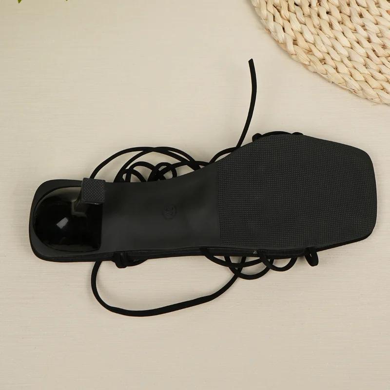 2025 Sexy Beige Fashion Bohemian Stiletto Com Summer High Heels Big Girls High-heeled Low Sandals Straps Large Size Female Shoes