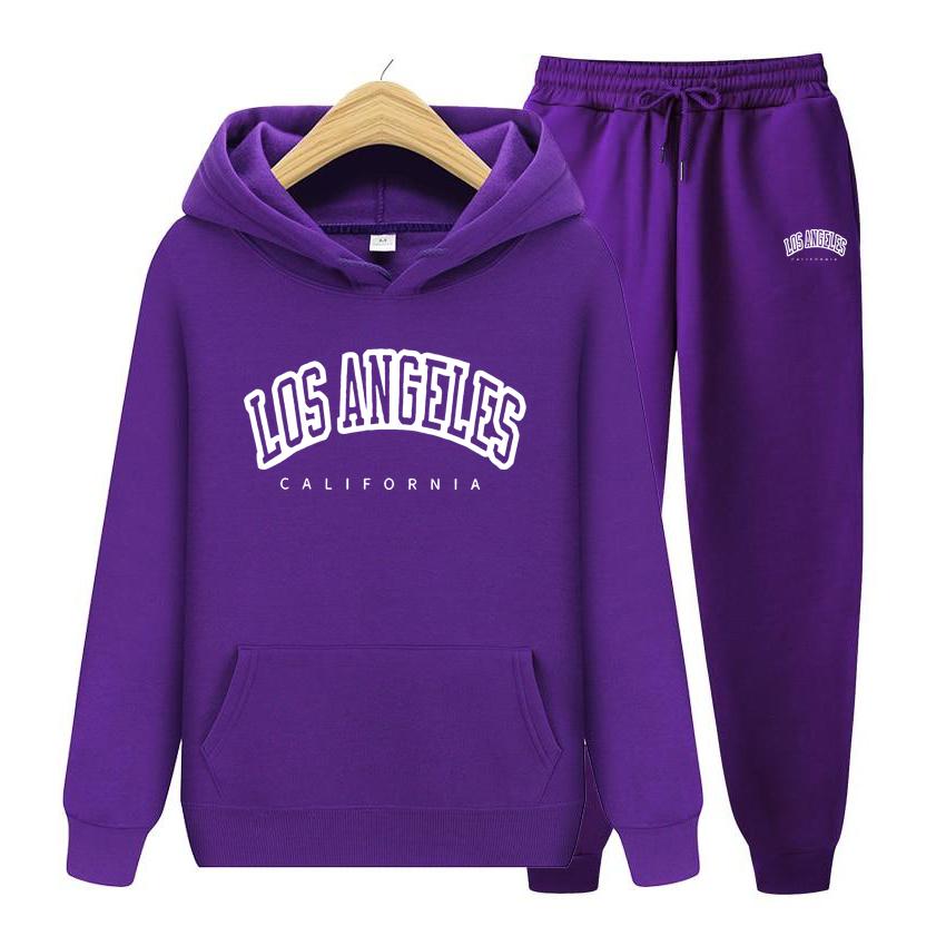 Women Long Sleeve Hoodie Set Pocket Los angeles Oversize Printing Women Sweatshirt Autumn Winter Loose Hoodies