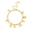 Teamer Stainless Steel Round Bead Heart Charm Bracelets 18k Gold Plated Holiday Jewelry For Women Daily Wear Party Jewelry Gift