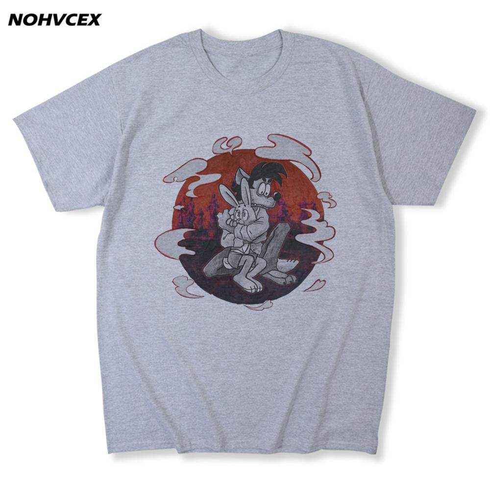 Nu Pogodi Cotton Tee Male Short Sleeves Print Oversize T Shirt Funny 2XL