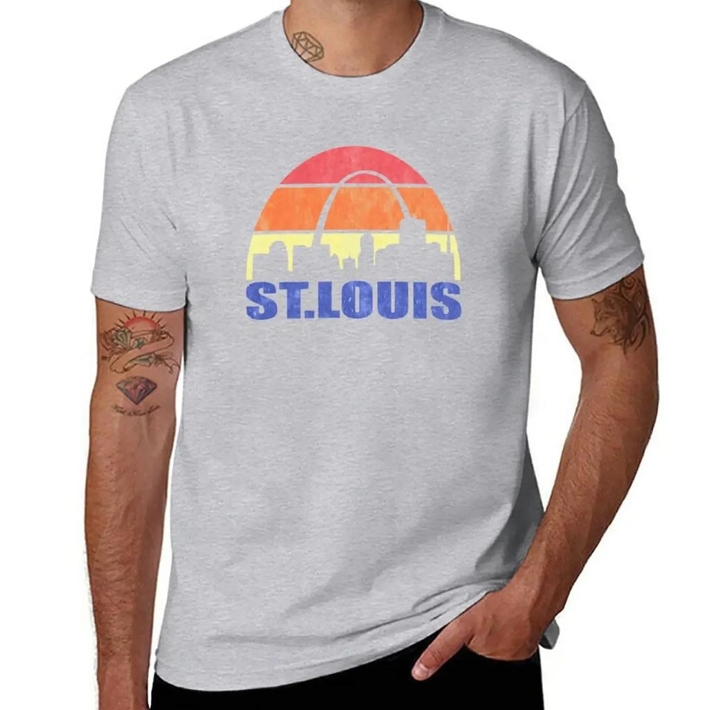 Vintage St. Louis Skyline - St. Louis Missouri Arch T-Shirt quick-drying kawaii clothes T-shirts for men cotton