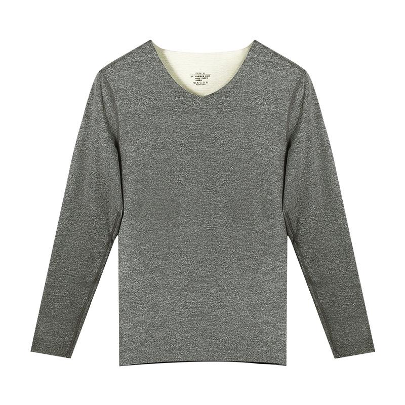 Men's Thermal Underwear Top - Velvet Lined, Thickened Long-Sleeve for Autumn/Winter Cold Protection