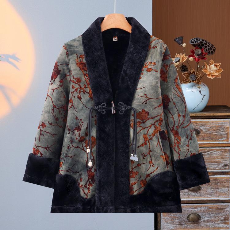 

Noble Mother Winter Jacket Fashionable Rich Wife Plus Velvet Fur Middle-aged and Elderly Women Autumn and Winter Fur Integrated Coat 4XL