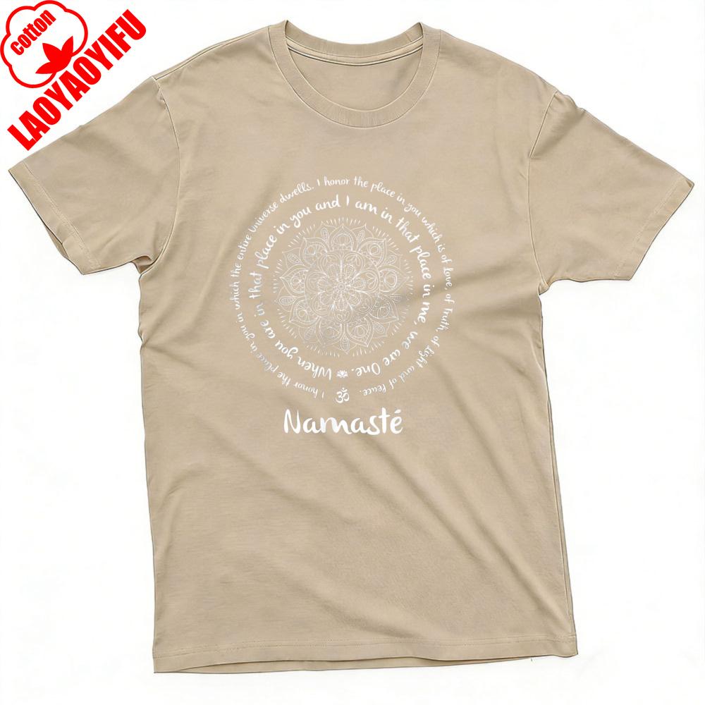 Namaste Mandala Design Summer Men TShirt Spiritual Yoga Style Unisex Casual Comfortable T Shirt High Quality Cotton Tees