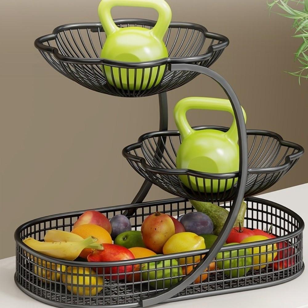 Hollow-Out Tiered Fruit Basket Metal Fruit Basket Snack Display Rack  Living Room Display