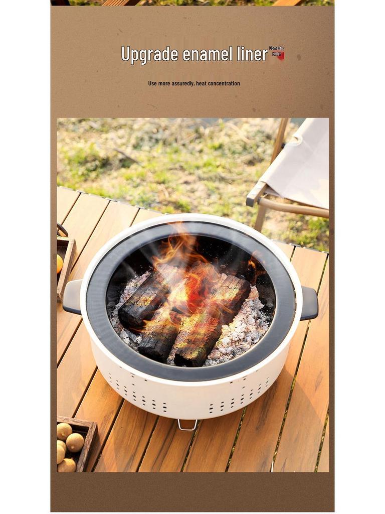 Portable Multifunctional Stainless Steel Charcoal Grill - Outdoor/Indoor Campfire, Barbecue, Water Boiler, Tea Stove