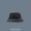 Solid-color, washed black fisherman's hat, unisex sun hat for sun protection