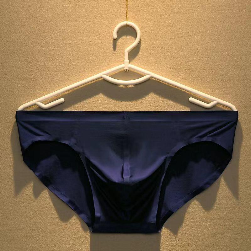 1PC Men's Underwear Ice Silk Seamless Sexy Briefs Pants Solid Color Youth Lightweight Shorts Summer
