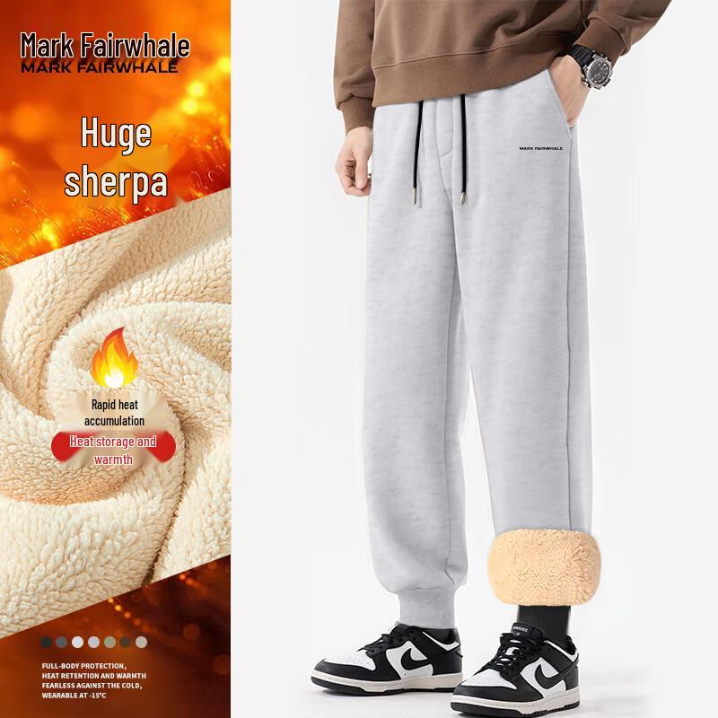 Mark Hua Fei Men's Thickened Sherpa Fleece Winter Sweatpants