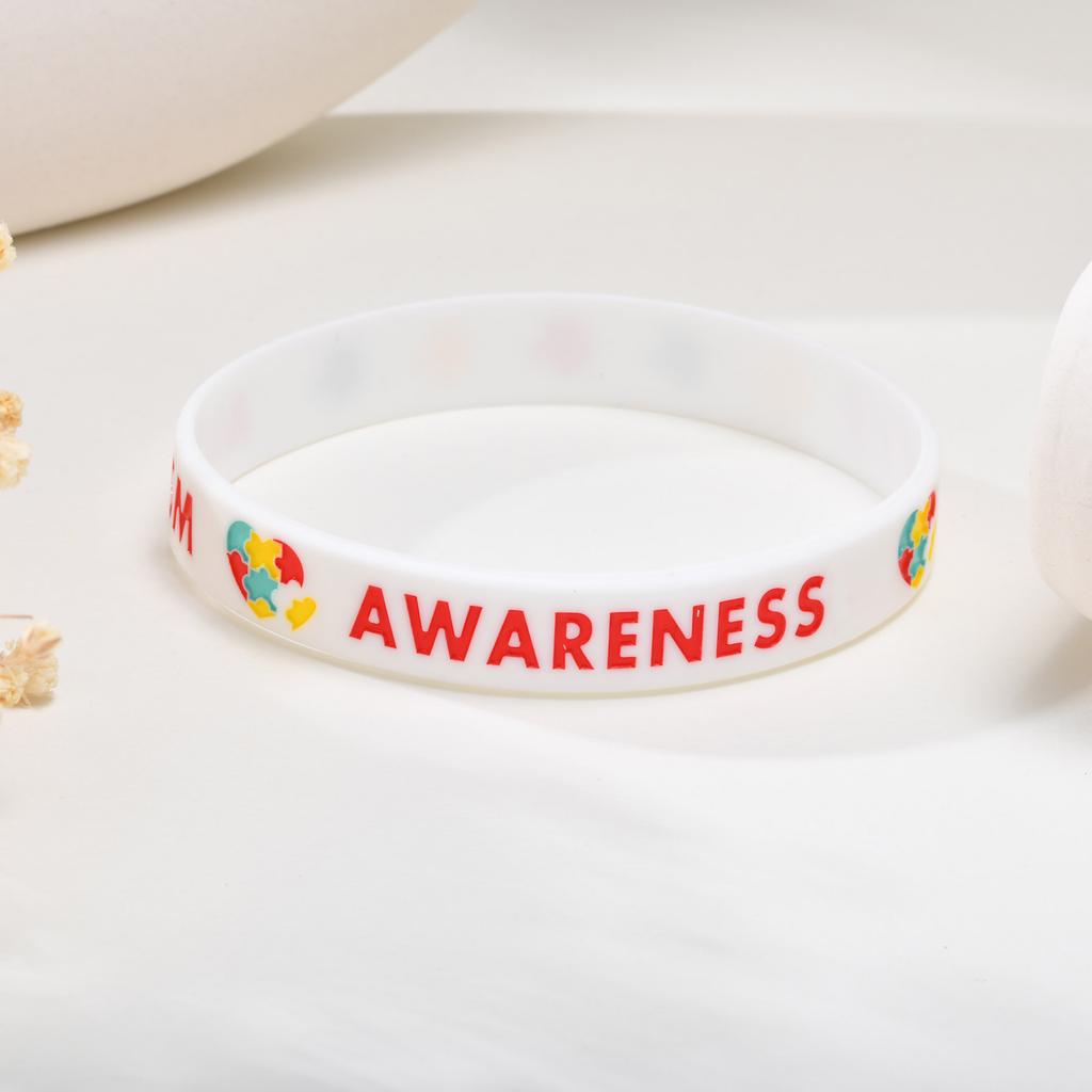 Autism Silicone Bracelets for Men Women, 12mm Soft Rubber Silicone Love Puzzle Autism Awareness Wristband,Sports Bangle