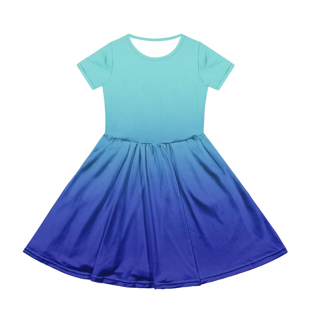 Girl Summer Dress Color & Print Short Sleeve Dress With Pocket Casual Dress Shorts Sleeve Party Dress Easter Day