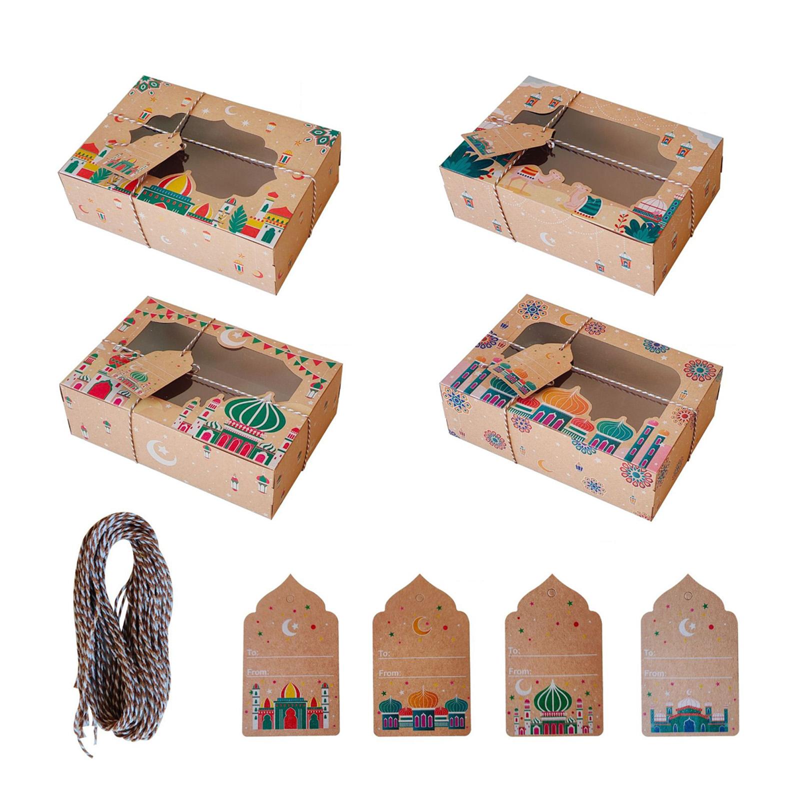 

Pack Of 8 Eid Celebration Kraft Paper Window Boxes Chocolate Candy Packaging Box Gift Wrapping Supplies for Party