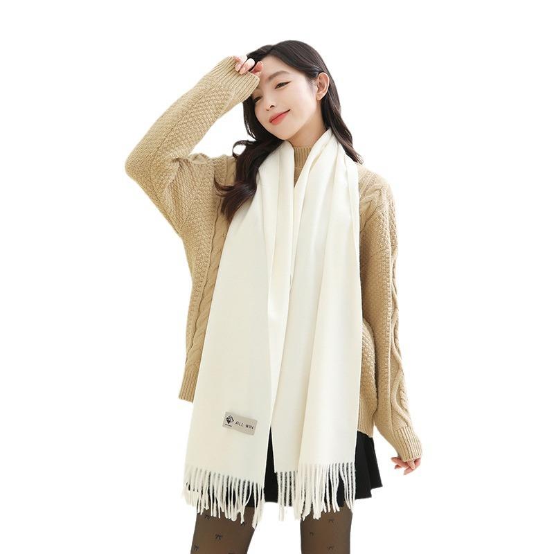 Women'S Thick Warm Solid Color Scarf Autumn And Winter New Style Cashmere Scarf Versatile Wool Scarf