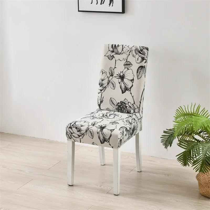 

Чехол на стул для столовой стретч в цветочном стиле, универсальный размер, чехлы для стульев, чехлы для сидений, защита для мебели для кухни отеля и свадьбы 1pc