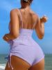 2024 Sexy Set Tankini Push Up Solido con Bretelle Costume da Bagno Donna Vita Alta Costumi da Bagno Schiena Nuda Abito da Bagno da Spiaggia Bikini Bianchi