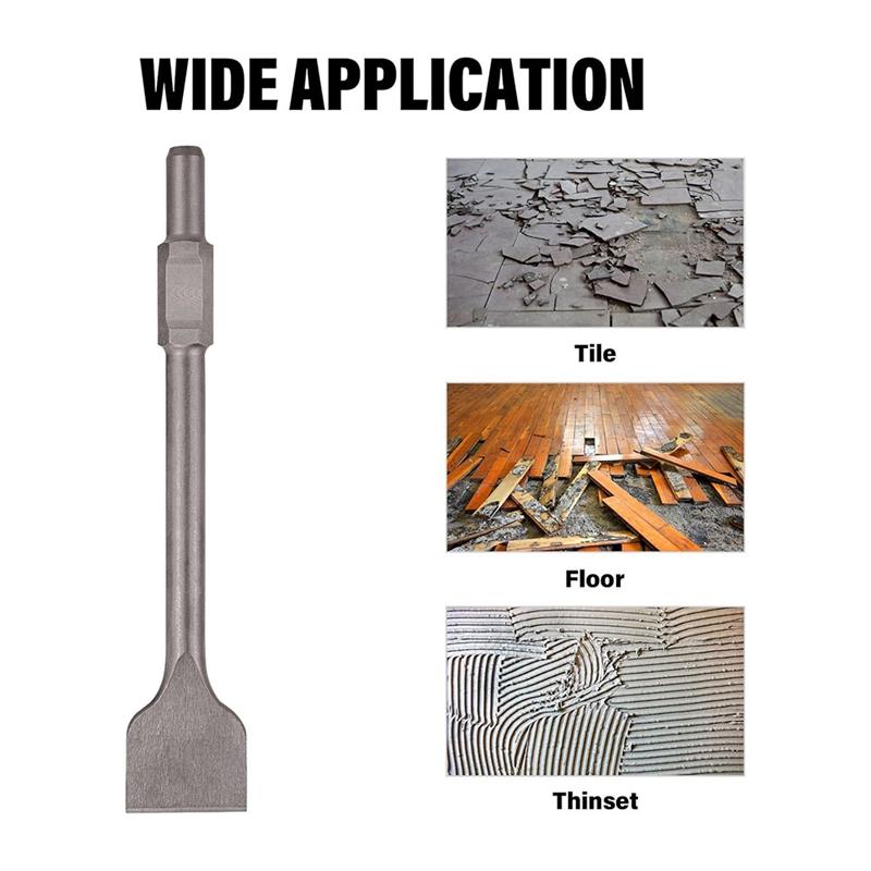 B97A-1-3/16 Inch Hex Scaling Chisel, 3 X 16 In. Steel Scraping Chisel Tile Removal Bit For Electric Demolition Jack Hammer