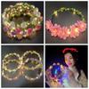Luminous Flower Crowns Simulation Rose Flower Glowing Wreath Vintage Wreath Headband  For Bride