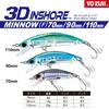 Floating 3D Inshore Minnow 90mm Sea Bass YO-ZURI (F) HGBL, Weight 12g, R1212-HGBL-Gold Black,