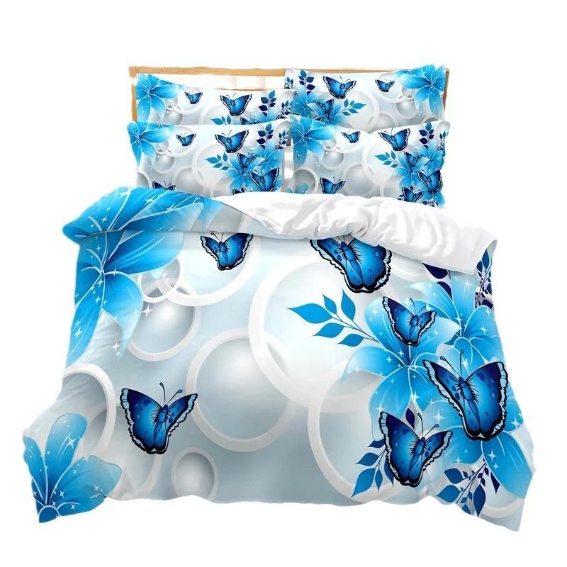 Butterfly pattern bedding set 3D digital printing fashion design decoration king size set three-piece set