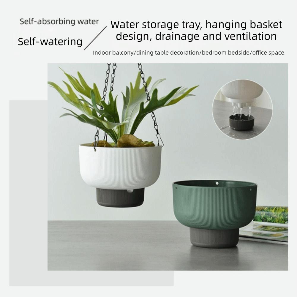 Self Watering Hanging Flower Pots Detachable Base White Green Grey Hanger Plant Basket Thickened Drainage Plant Flowerpot