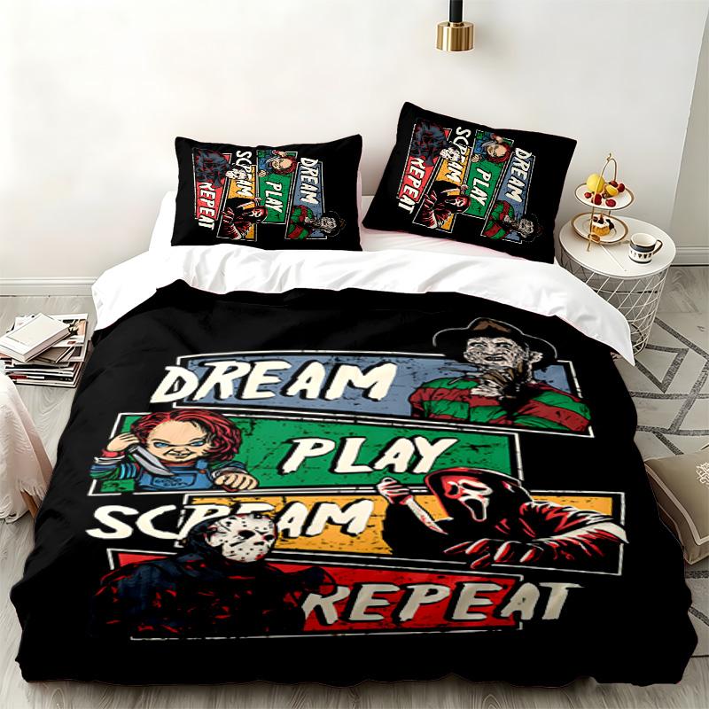 Set 3 piese Chucky cu Tiffany Perfect pentru dormitor Set de lenjerie de pat confortabil include o husă de pilotă și două fețe de pernă Cadou ideal pentru ziua de naștere sau Crăciun