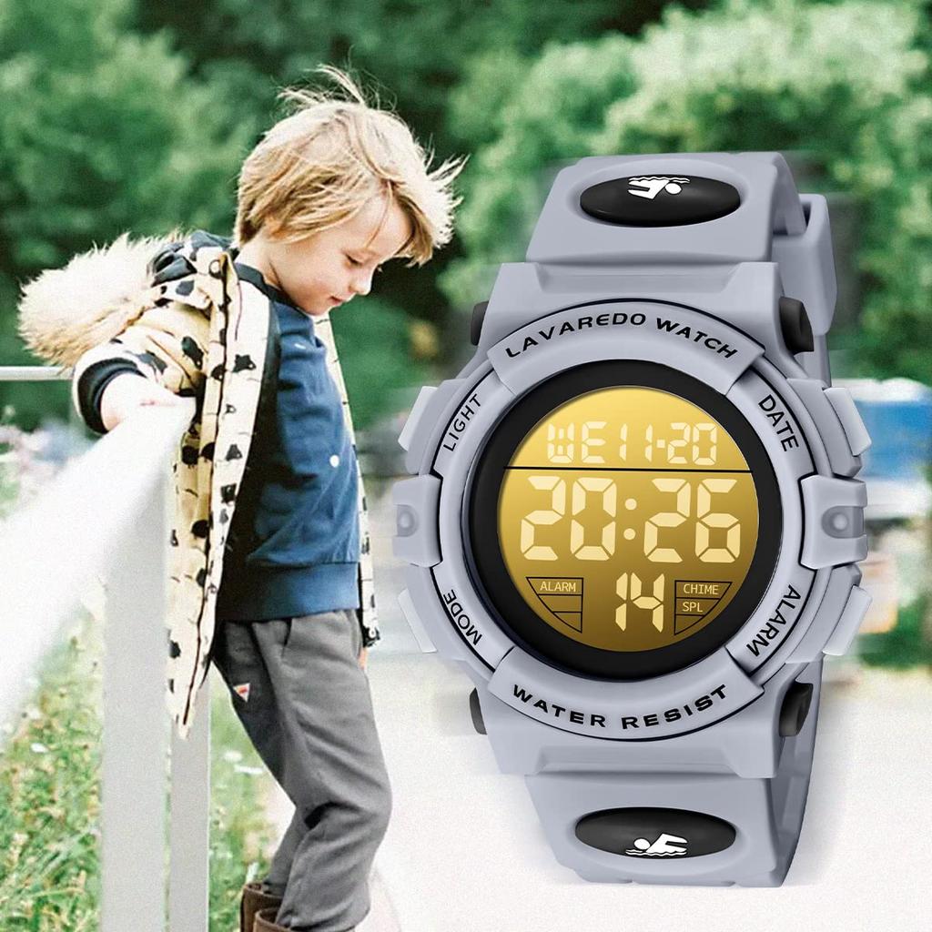Kids Watch Boys Digital Watch Sports Watch Outdoor Multifunction Waterproof Alarm Date Day Display Dual Time LED Analog Display Girls Boys